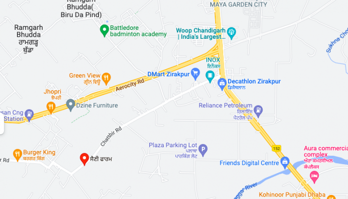 The location map of the new hotspot of commercial property investment in Zirakpur, as shared by Tick Property.