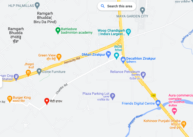 The location map of the new hotspot of commercial property investment in Zirakpur, as shared by Tick Property.