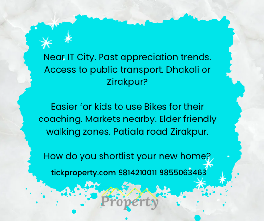 Home buying for villa homes or 3BHK 4BHK flat in and around Dhakoli, Zirakpur, near Aerocity Mohali.